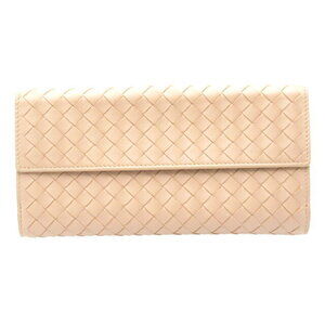 Bottega Veneta Hook Intrecciato Wallet Long Lambskin Pink Beige